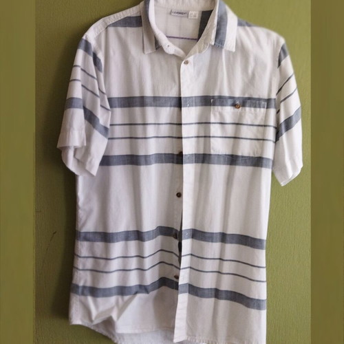 Livergy short-sleeve men's shirt like new, cotton, white and blue
