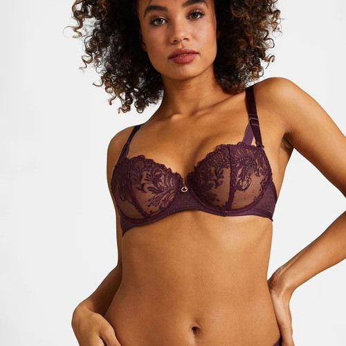 Aubade Paris Femme Passion Half Cup Bra 75C Wineberry new