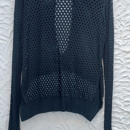 Transparent blouse with open back like new, black, one size