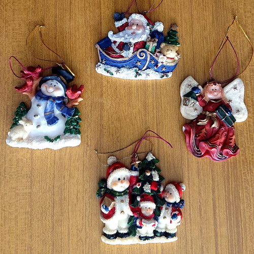 Vintage hanging Christmas ornaments used, pack