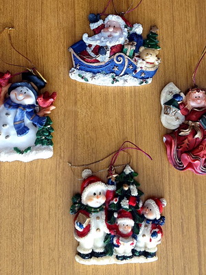 Vintage hanging Christmas ornaments used, pack