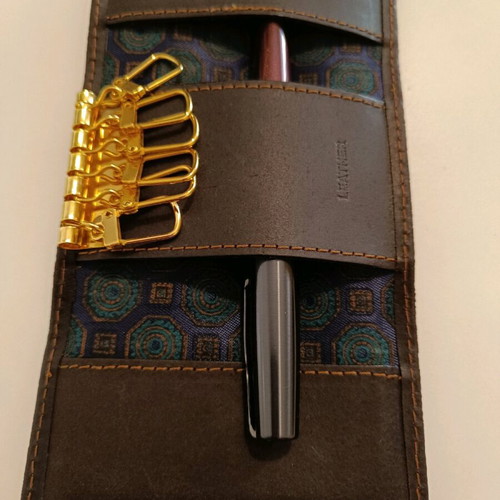 Visconti leather key wallet new, brown with gold details