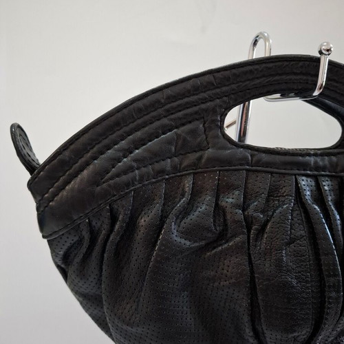 Vintage Diesel black leather clutch bag used, sporty design