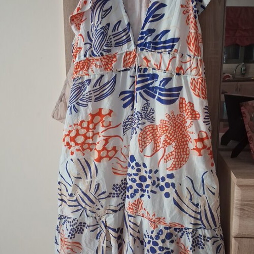 Farm Rio dress like new, white and blue, size L