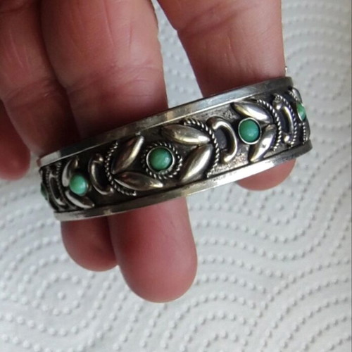 Vintage Italian silver bracelet with turquoise, ALP Italy