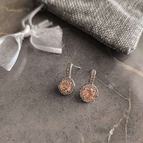 Rose gold earrings with strass new
