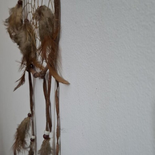Boho Dreamcatcher with Natural Feathers and Beads used