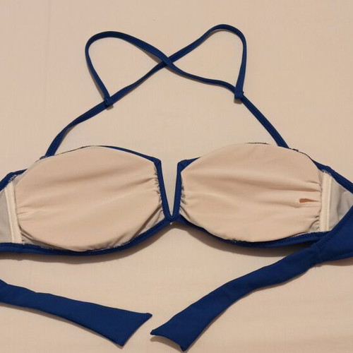 Zebras & Libras women's strapless bikini top like new, blue, size L