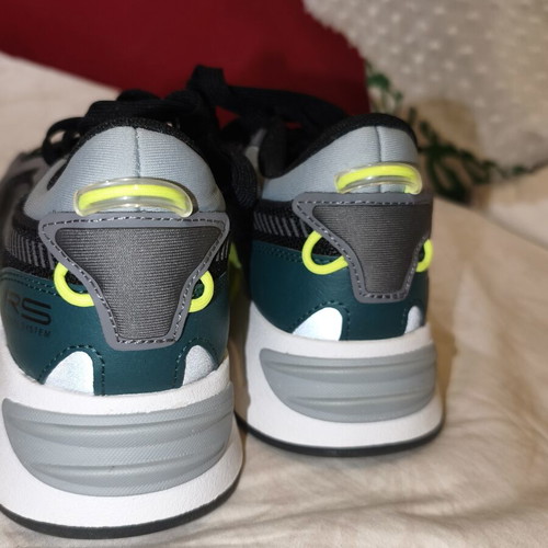 PUMA RS-2K Running System sneakers, size 38, grey and black with neon yellow