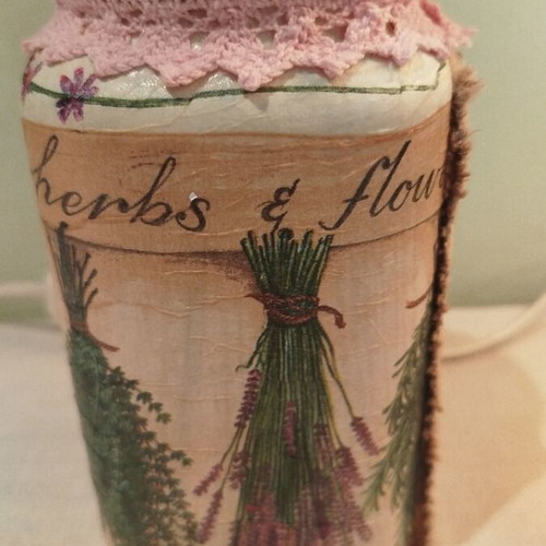 Glass jar decoupage handmade like new
