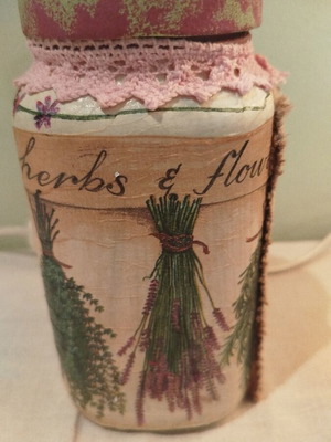 Glass jar decoupage handmade like new