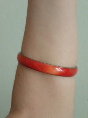 Βραχιόλι πορτοκαλί έθνικ boho νέο, πλαστικό και μέταλλο