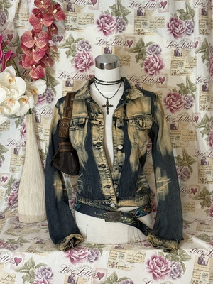 Miss Sixty Y2k Jean Jacket XS/S/M Like New Navy Blue Beige