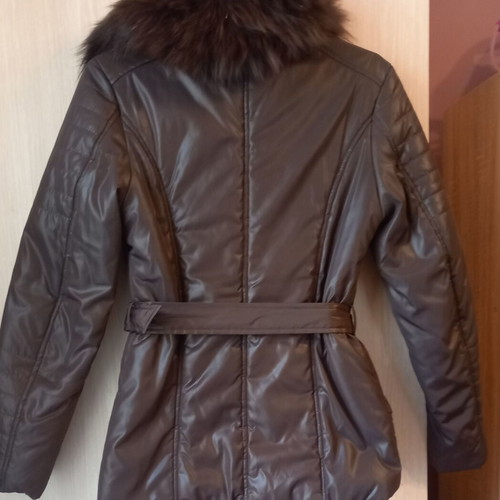 Brown jacket medium size like new with removable fur collar