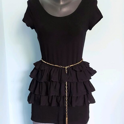 H&M Black Ruffled Dress like new, tunic style, sizes M to 2XL