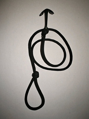Men's anchor bracelet with black cord used