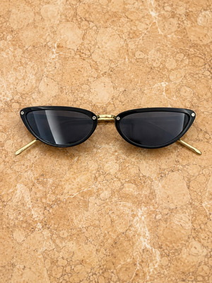 Women's cat eye sunglasses, black with gold details