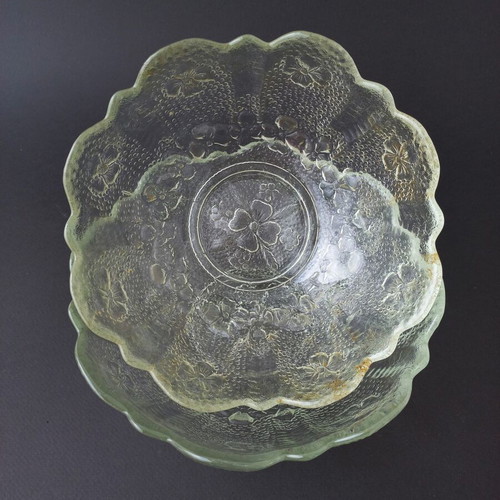 Set of 2 vintage embossed glass salad bowls Ortnerwieres like new