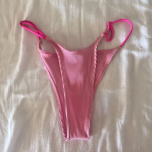 Pink women's bikini set used, high-waisted Brazil style with side strings
