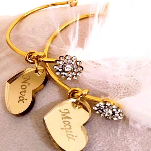 Handmade baptism or wedding bracelets with feather and rhinestones new