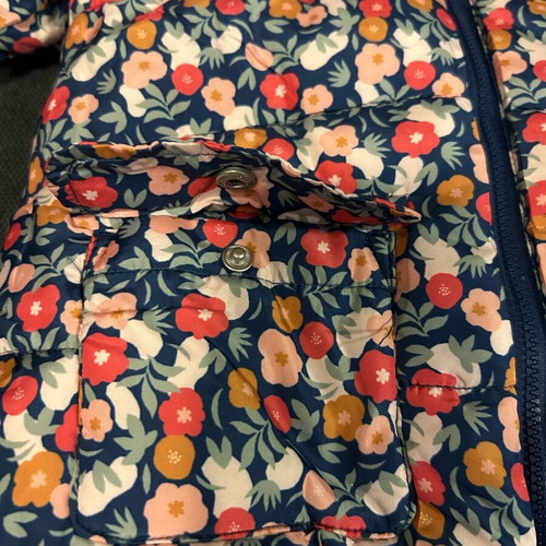 Children's floral blue jacket 86cm used with fur lining and hood