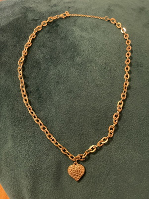 Necklace with heart pendant made of stainless steel, gold color, new