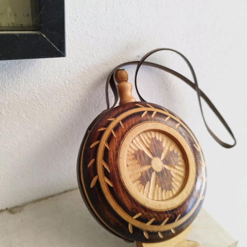 Wooden handmade canteen with woodcarving designs like new