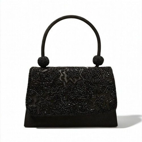 Mini black handbag like new with beaded embossed design