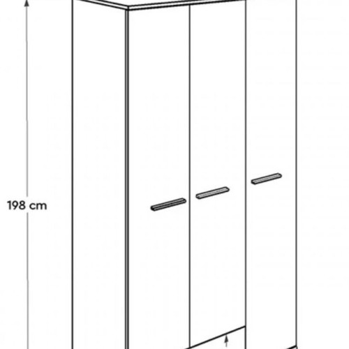Three-Door Clothing Closet with Drawer White like New, 103x52x198cm