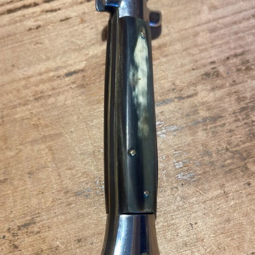 Vintage 1970 folding stiletto knife like new with buffalo horn handle