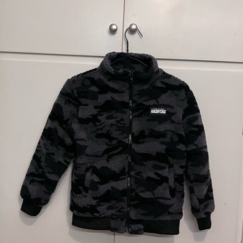 Hashtag Fleece Jacket With Zipper Army Grey 12y used