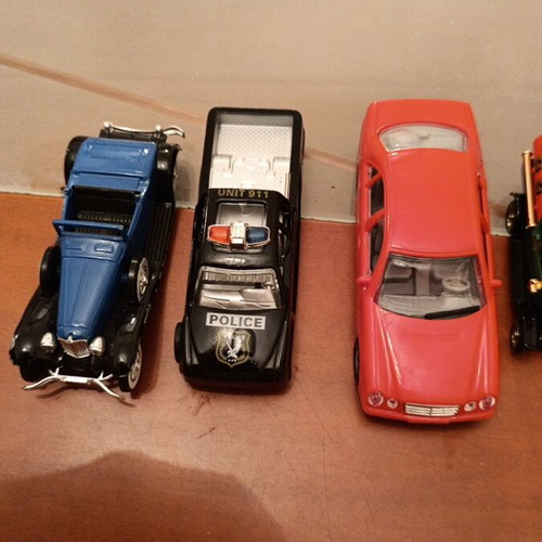 Toy vehicles used, set of 8 trucks, cars, tractors