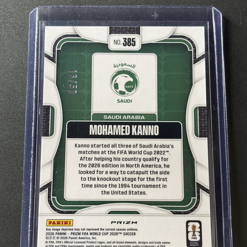 Mohamed Kanno Panini Prizm World Cup 2026 Red Prizm card /50