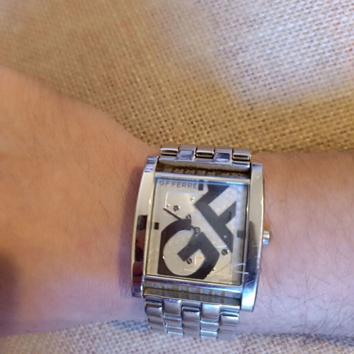 GF Ferre Quartz men's watch used, silver