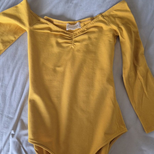 Sezane Yellow Bardot Bodysuit like new, XS