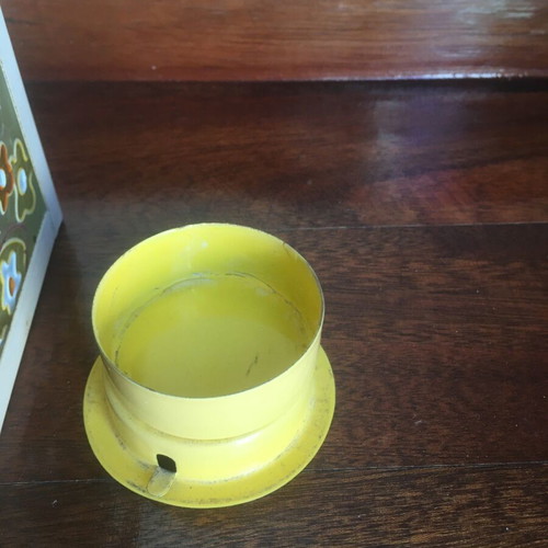 Lantern used with glass panels and embossed butterfly decoration orange-yellow