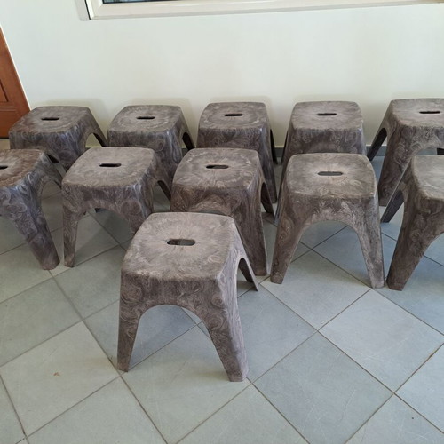 Plastic stools used, pack of 11, durable plastic