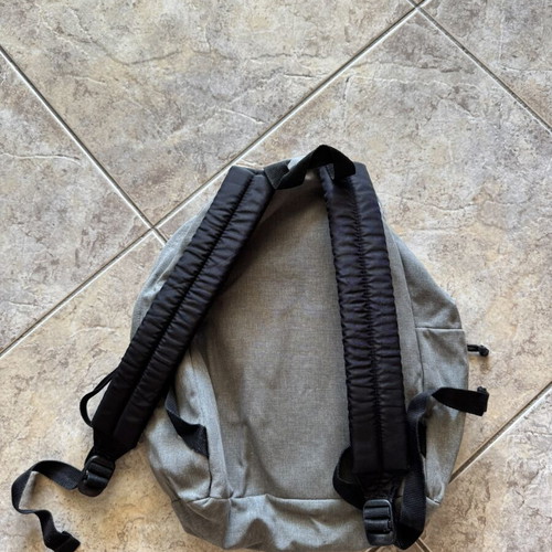Eastpak backpack used, grey with graffiti design
