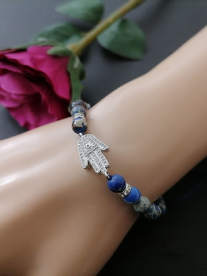 Unisex Fatima Bracelet with Zircon & Semi-Precious Stones