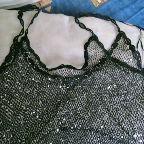 Primark black net dress with sequins like new, size S
