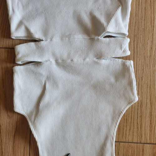Zara cotton maxi dress with waist cutouts, white striped texture, new