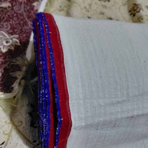Traditional Argaleiou Fabric new, white with red-blue stripes