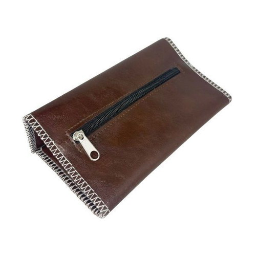 Brown PU Tobacco Pouch 15.5 x 8 cm new