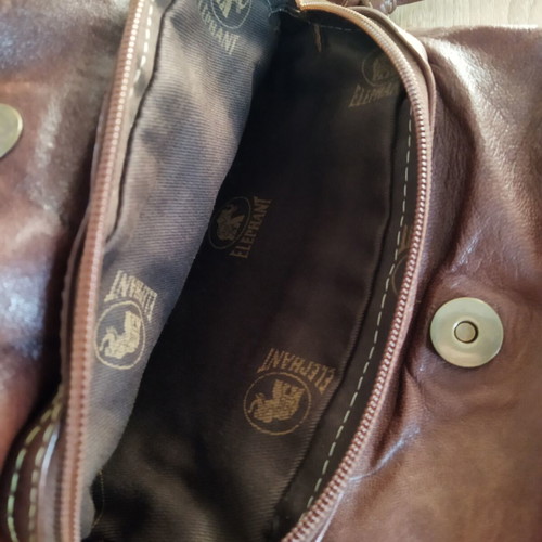 Elephant vintage leather crossbody bag, brown