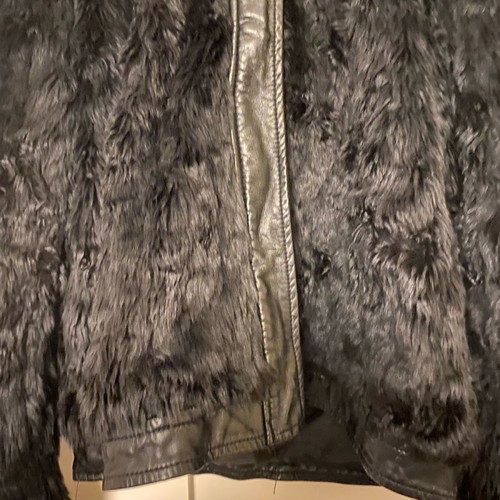 Fur jacket black, size S, with defect