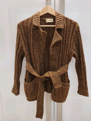 Penny Pull knitted wool cardigan like new, brown with belt