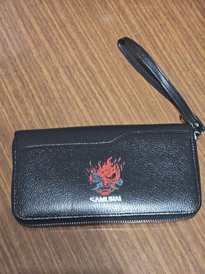 Samurai men's wallet new, black and red faux leather