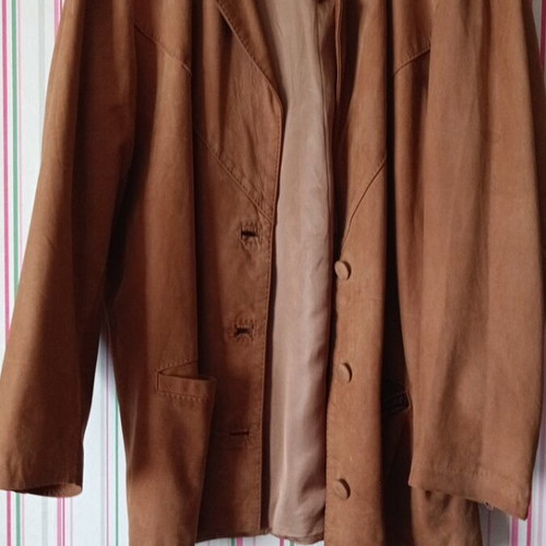 Suede leather jacket size L used, beige