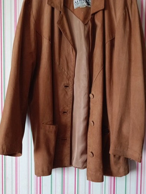 Suede leather jacket size L used, beige