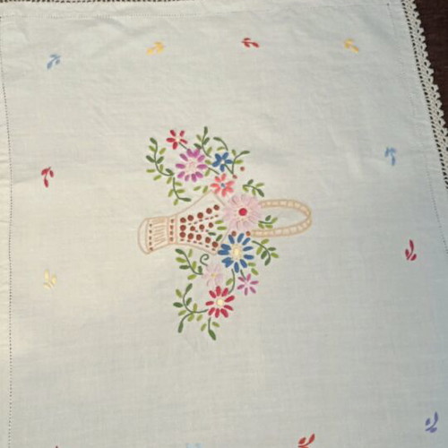 Handmade embroidered floral table runner made to order